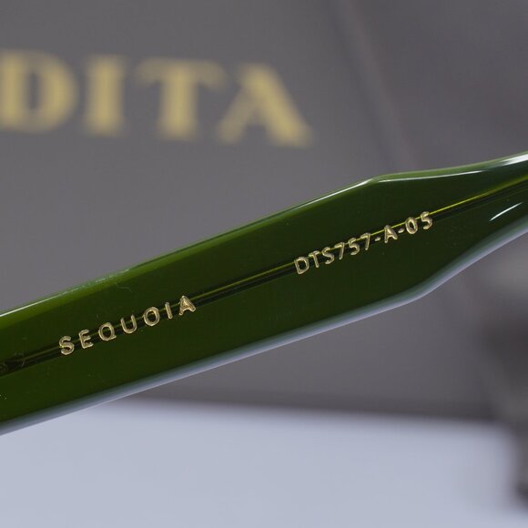 Dita DTS757-A-05 SEQUOIA Square Sunglasses - Dark Green/Green - Picture 4 of 9